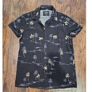 Hollister Men's Black Short Sleeve Button Up - Size Medium